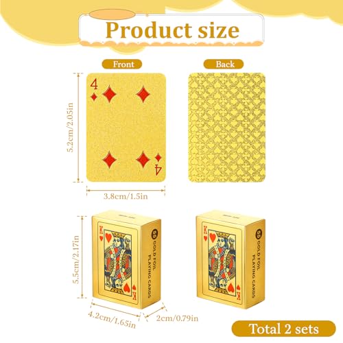 2 Barajas Mini Cartas de Poker Impermeables Doradas miniatura 2