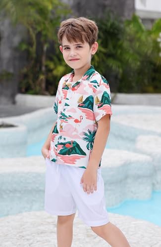 Image of Cromoncent Matching Hawaiian Outfits for Family, Dad and Son Matching Luau Beach Tropical Shirts Mommy Daughter Tropical Sets