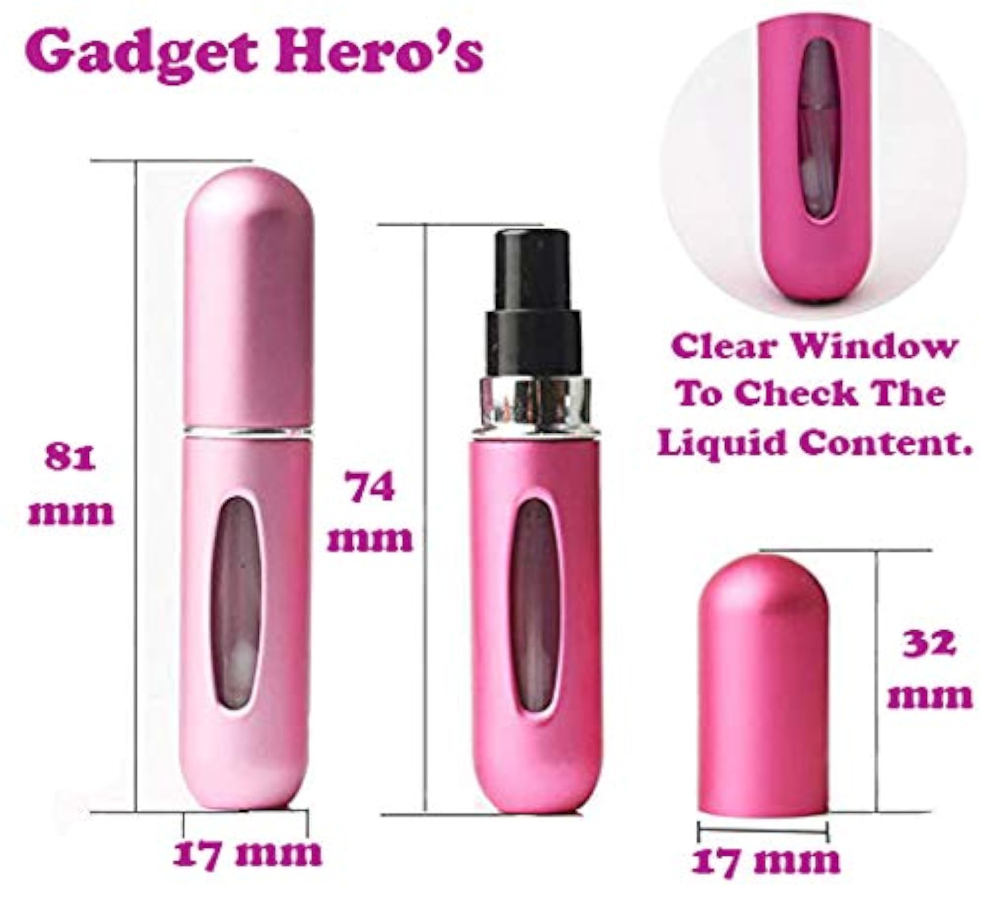 Hero's Mini Refillable Perfume Atomizer, 5ml
