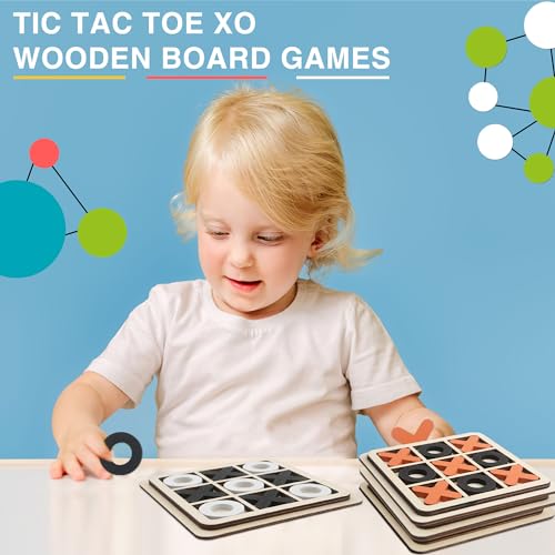 12 sets de juegos de mesa Tic Tac Toe de madera miniatura 3