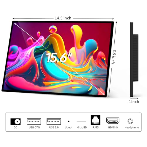 Image of 15.6 inch Digital Signage Display 10000 mAh Capacitive Touch Screen Advertising Display with Wireless Screen Mirroring, All in One LCD Screen HDMI-in with Android 13(4+64GB)