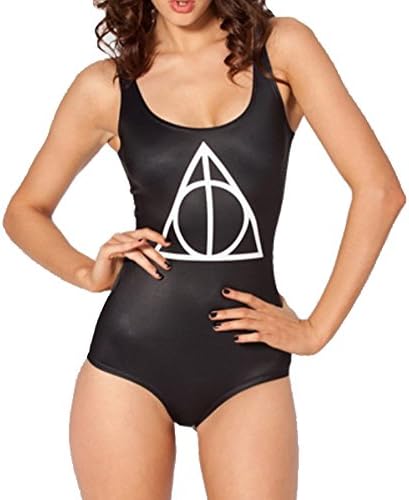 Jungbei Women's One Piece Skull Galaxy Bathing Suits Deathly Hallows Swimsuit