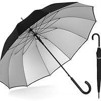 novaease Windproof Black Large Stick Umbrella For Men Women Waterproof Classic Long Umbrella Automatic Open 16 Ribs Durable Travel Golf Umbrella