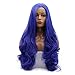 Dark Blue Lace Front Wigs for Women Side Part Long Curly Wave Lace Wig Natural Hairline Glueess Synthetic Heat Resistant Fiber Hair Realistic Blue Hair Wigs Girl Drag Daily 24inch