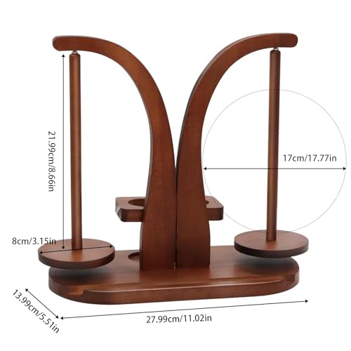 Soporte de bola de ganchillo de madera con eje giratorio para hilos 6