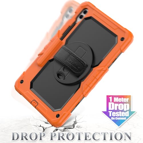 Image of SEYMAC stock Case for Samsung Galaxy Tab S10+ Plus / S9 FE+ Plus / S9+ Plus 5G Tablet Case 12.4'' Protective with Screen Protector, Pen Holder, 360 Rotate Stand, Hand Strap, Shoulder Strap, Orange1