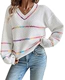 ZAFUL Damen Raglan-Pullover, langärmelig, doppelseitig, V-Ausschnitt, kurzer Pullover, lässig,...