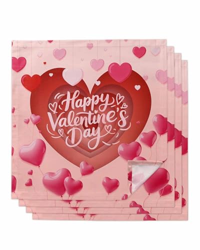 Servilletas de Tela Valentine’s Love Set de 4 Rojas y Rosas 50.8x50.8 cm miniatura 1