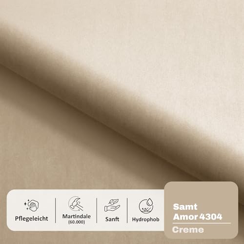MOTIVENA Nunu Bubble Bett 180x200 Beige Samt, mit Stauraum, mit Kopfteil, mit Lattenrost, ohne Füße, ohne Matratze, Bubble Polsterbett 180x200 mit Bettkasten Beige (Creme)