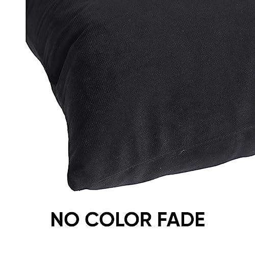 Image of Amazon Brand - Umi Velvet Decorative Cushion Cover 18x18 Inch - Set of 5, Soft Solid Square Throw Pillow Covers for Sofa, Living Room or Home Decor - 45x45 cm in Black Color