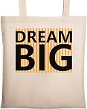 Dream Big Gray Line Art Borsa Tote Cotone Ecologico Naturale Beige