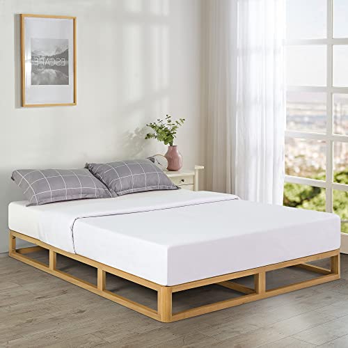 Image of Zinus Industrial Pine Wood Queen Bed Frame | Low Bed Base Mattress Foundation - Natural 20cm / Mattress Foundation /Bedroom Furniture
