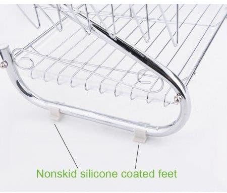 Miniatura 5 de Kitchen Stainless Steel Dish Cup Drying Rack Holder 2-Tier Dish Rack Sink Drainer, Over Sink Dish Drying Rack, Stainless Steel Utensil Holder Cup