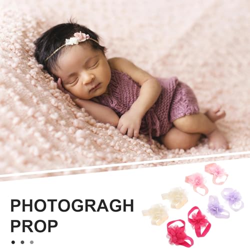4 Pairs Baby Foot Band Chiffon Foot Band Flower Barefoot Sandals Infant Photography Foot Bands Baby Girl Foot Flower Baby Feet Sandals for Kids Toddler4