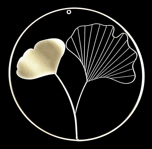 Bellaa Metal Wall Art Golden Ginkgo Leaf Flower Maple Frame Set Of 3, 18 Inch Biloba Japanese Style 3D Sculpture Geometric Abstract Modern Contemporary Living Room Farmhouse Boho Home Decor #TOP5