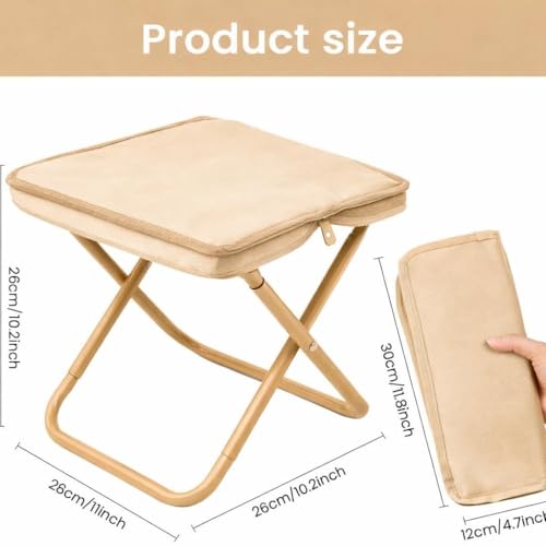 Image of Folding Stool Portable Mini Outdoor Camping Chair | Lightweight Foldable Hunting & Fishing Seat with Zipper Carry Bag | Compact Travel Stool for Picnic Trekking Garden & Outdoor Activity (MultiColor)
