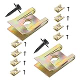 CHILDWEET 10セット 車用クリップファスナー 型属クリップ 黒亜六角頭ネジ 自動車内装 バンパー装飾固定用 取付簡単 緩み防止ワッシャー付 汎