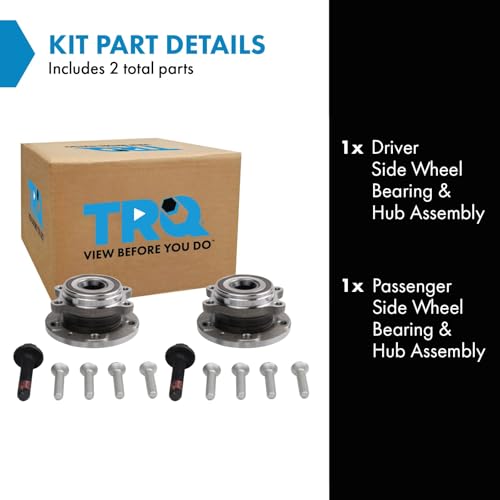 Image of TRQ Left and Right Wheel Bearing and Hub Assembly Set 2 Piece | for 2008-2013 Audi A3 2006-2013 Audi A3 Quattro 2015-2018 Audi Q3 +17 more To 1 /10 /22 Production Date with 310mm Diameter