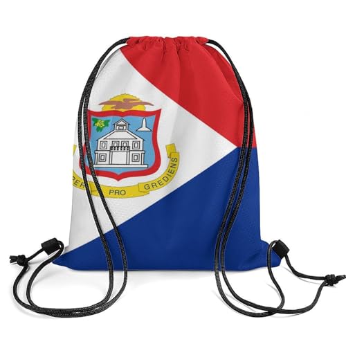 Flag of Sint Maarten Lightweight Drawstring Backpack Sports Gym Bag Large Drawstring Bag Shopping Pouch2