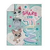 Littlest Pet Shop Share The Fun Silk Touch Sherpa Throw Blanket – Official Hasbro Ultra-Soft Fleece with Cozy Sherpa Back, Collectible Bed or Couch Throw, 50 x 60 Inches