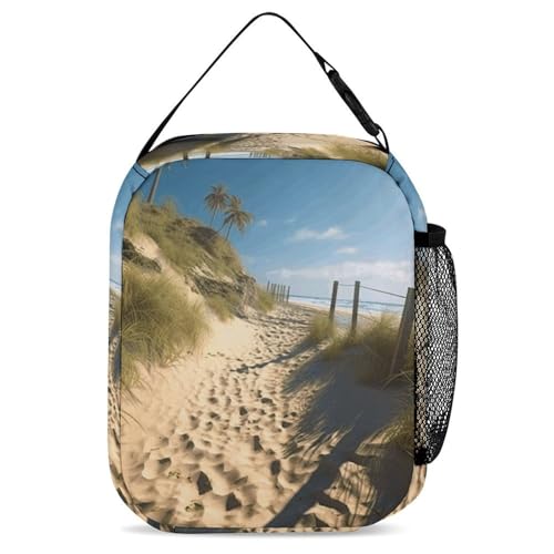 Sac à dos de voyage thème plage robuste contre l'usure avec boîte repas et trousse