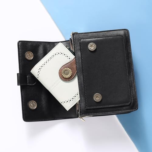 Image of SENDEFN Small Womens Wallet Leather Bifold Card Holder RFID Blocking with Zipper Coin Pocket