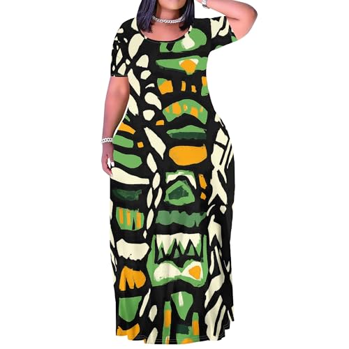 Image of PinkPatty Plus Size Maxi Dress for Women Summer Casual Short Sleeve Tshirt Dresses with Pockets (XL-6XL)