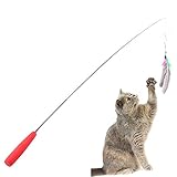 Avolare Cat Feather Toy Teaser and Exerciser for Cat Interactive Cat Toys Retractable Cat Wand Teaser Cat Catcher for Exercising Kitten Catnip Or Cat