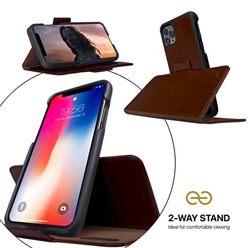 Image of dreem Fibonacci 2-in-1 Wallet Case for Apple iPhone Xs Max - Luxury Vegan Leather, Magnetic Detachable Shockproof Phone Case, RFID Card Protection, 2-Way Flip Stand - Coffee