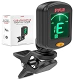 Pyle Digital Guitar Tuner Clip On, High Accuracy Chromatic Tuner for Electric and Acoustic Guitars, Bass, Violin, Ukulele, Adjustable and Rotatable, Auto Shut-Off Function