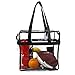 Deluxe Clear Tote Bag w/Zipper, NFL Stadium Approved Security Bag, 12x12x6, Clear Vinyl, Shoulder Straps, Heavy Duty (Black)