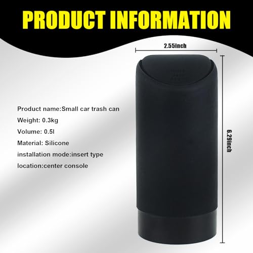 Image of Car Trash Can with Lid, Cup Holder Inserted Odor Isolation Leakproof Mini Storage Bucket, Portable Press Opening Detachable and Cleanable Trash Can, Universal for Most Cars Home (Black)
