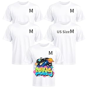 Joyclub 5 Pack Sublimation Blanks Bulk Wholesale White Polyester T Shirts for Heat Transfer Unisex Crew Neck Short Sleeve DIY