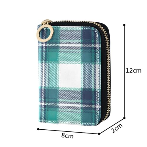 Credit Card Wallets RFID Blocking Womens Wallet Leather Zip Around Zipper Wallet with Coin Pouch Classic Teal Stripe3