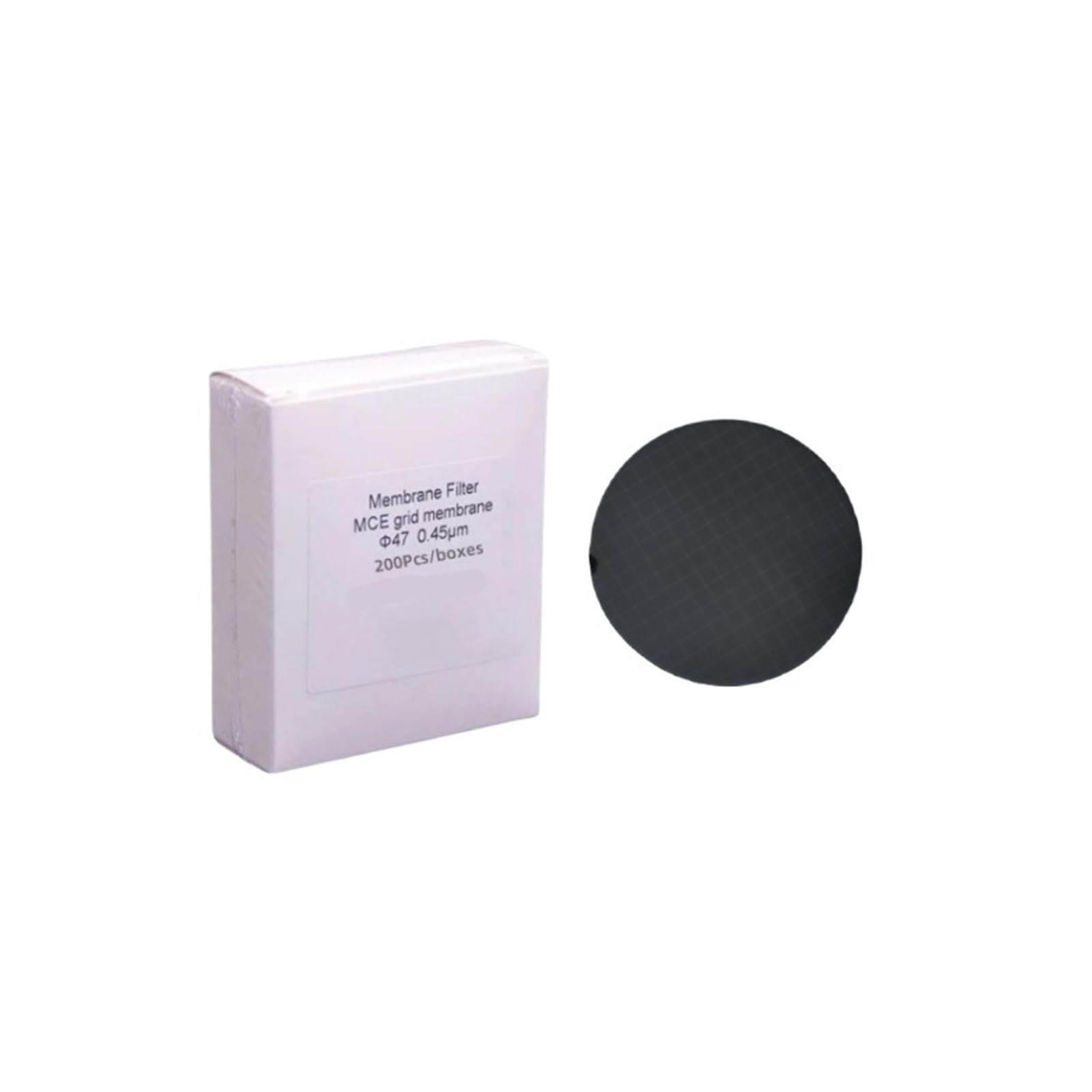 carta da filtro quantitativa 200 pezzi di filtro a membrana sterile MCE nero con griglia da 50 mm, 0,45 um, carta da filtro idrofila(47mm 0.45um)