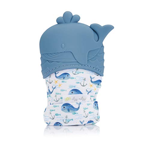 Itzy Ritzy Silicone Teething Mitt – Soothing Infant Teething Mitten with Adjustable Strap, Crinkle Sound and Textured Silicone to Soothe Sore and Swollen Gums, Dinosaur