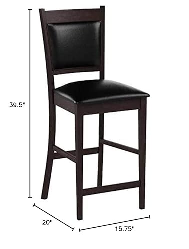 Coaster Home Furnishings Jaden Transitional Upholstered Counter Height Dining Chair (Set Of 2) Black Faux Leather Polyurethane Espresso Brown #TOP2