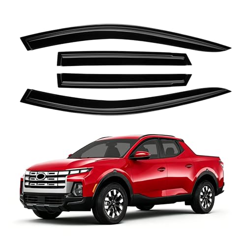 Image of Canvcle Santa Cruz Rain Guards - Window Visors for Hyundai Santa Cruz 2022-2025 2026, Outside-Mount Tape-On Side Window Wind Deflectors for Santa Cruz Accessories, Vent Visors Shades Rainproof 4PCS