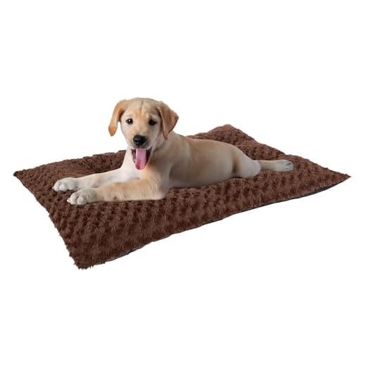 PETMAKER Pet Bed – 32x19 Dog Pillow and Crate Pad with Faux Fur Sleep Surface and Non-Slip Bottom – Machine Washable Dog Bed (Brown)