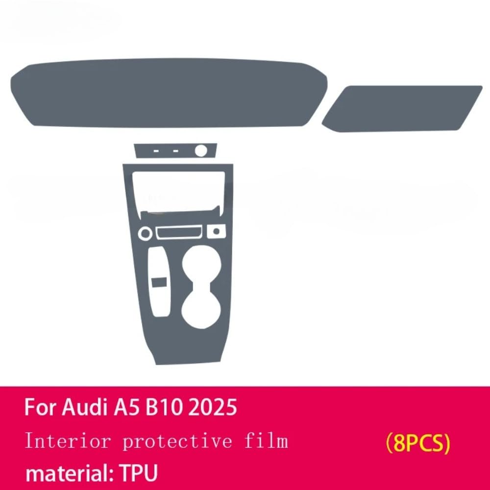 TPU-Schutzfolie für Audi A5 B10 2025, Armaturenbrett, Schaltkonsole, kratzfest, transparent, PPF
