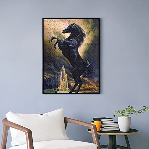 DGJL Animale Nero Arabo Cavallo Arte Puzzle 1000