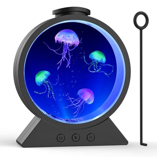 Eyesound Jellyfish Lamp, 7-Color Changing Jellyfish Aquarium Light for Relax, Mood Lamp for Home, Office & Bedroom Decor, Gifts for Kids Teens Girls Boys Adults (Black)