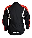 Chaqueta de moto SUDSTAR ALGARVE 4 estaciones, hombre, Cordura 500D, impermeable, cremallera YKK. Protectores CE en hombros, codos y espalda, todos extraíbles. Forro interior extraíble. Tejido elástico en hombros y codos