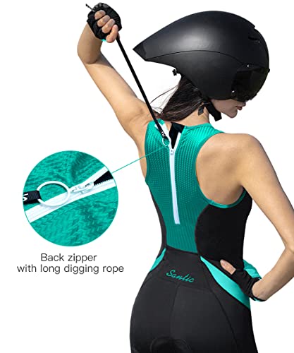 Trisuit Damen Santic Triathlonanzug ärmellos Einteiler Schwarz-Grün XS