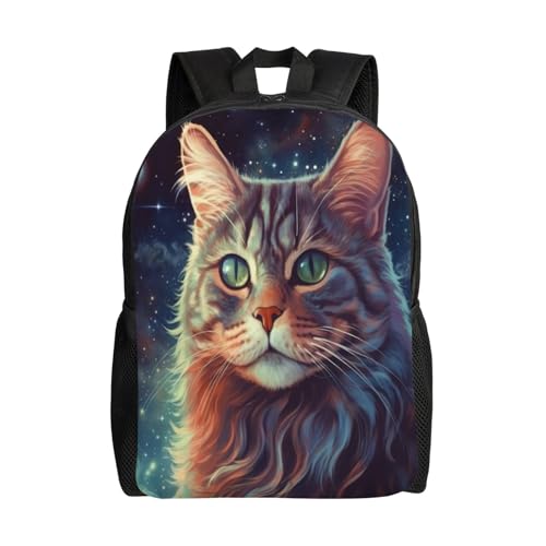 Lightweight Backpack Feline Galaxy Portrait 16Inch Waterproof Backpack Gym Casual Daypack for Women Men Gift