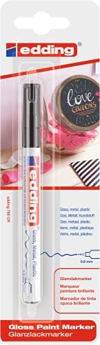 edding 780 gloss paint marker - black - pack of 1 paint marker - extra-fine round nib 0.8 mm - paint pen for glass, pebbles, wood, plastic, paper - waterproof, high coverage
