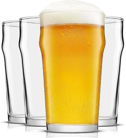 Pint Glasses,20oz British Beer Glass,Classics Craft Beer Glasses,Premium Beer Glass Tumbler Set of 8, Unique Design Beer Glasses Easy Stacking in The Cupboard