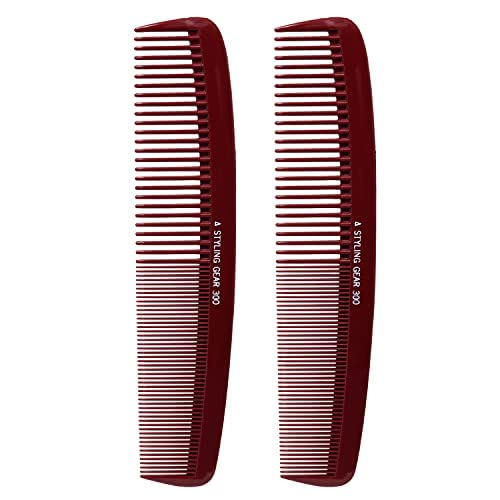 Styling Gear 300 Large Comb 8.5 In. Specialty Hair Styling Cutting Master Barber Stylist Combs Burgundy 2 Pcs. #TOP1