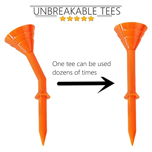 Bramasole Golf Tees Plastic 3 1/4 Inch Step Up Unbreakable Value 30/50 Pack, Pro Upgrade Long 83 Mm Durable Stable Assorted Tee, Reduce Friction Side Spin For Golfer Practice (50 Pack, Blue+Orange) #TOP1