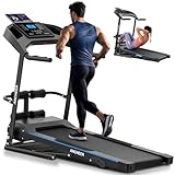 Foldable Treadmill with Sit Up Bench, 2025 Upgrade 3.5HP Portable Treadmills for Home with Incline 350 lbs Capacity, Smart LCD Display Body Fat& Heart Rate, Multifunction Exercise Equipment